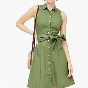 J. Crew Green Sleeveless Cotton Shirt Dress size 14